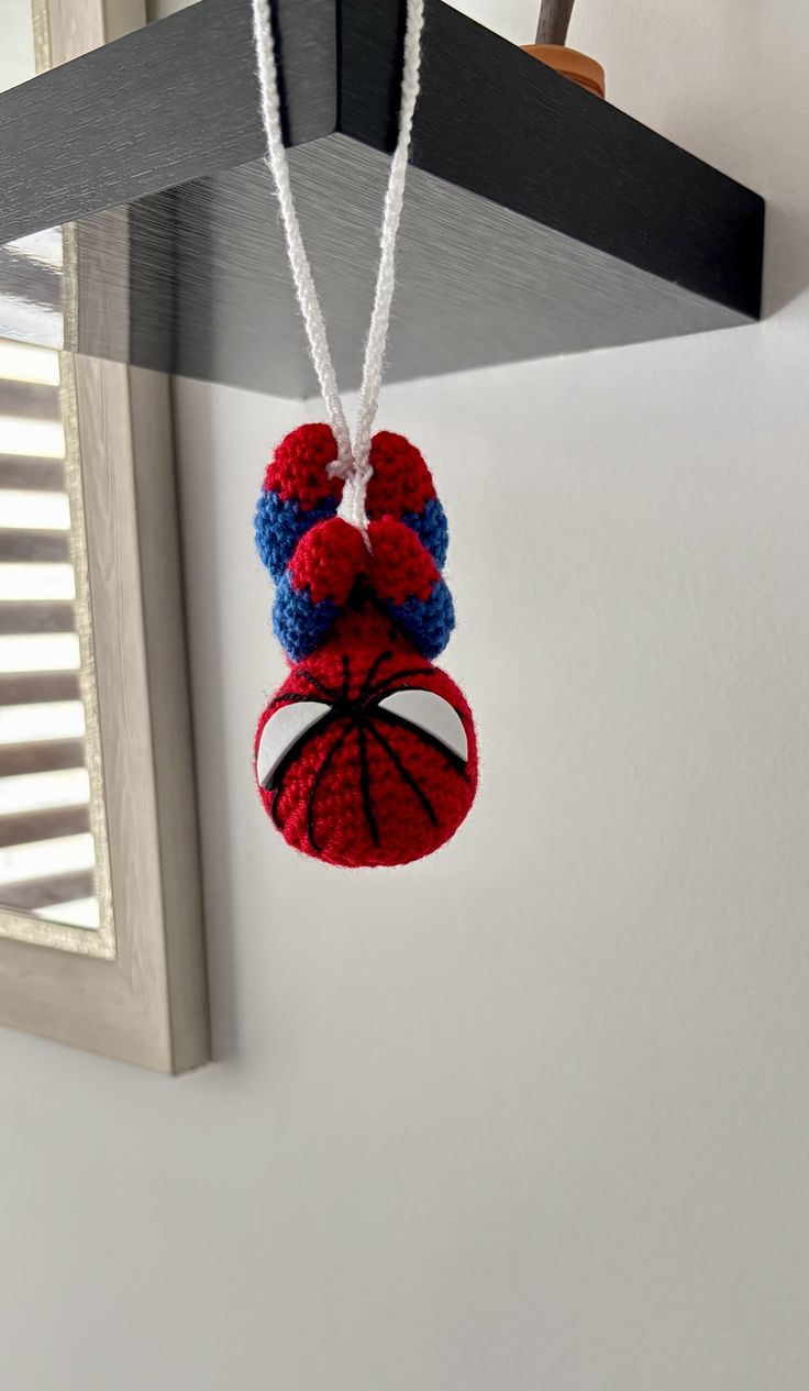 Handmade Crochet Spider-Man Hanging Charm | Car Mirror & Bag Accessory | Verity