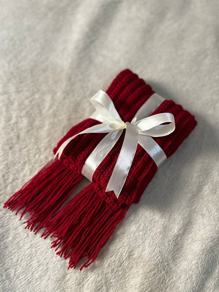 Red handmade crochet scarf inspired by Mikasa Ackerman anime style by Verity