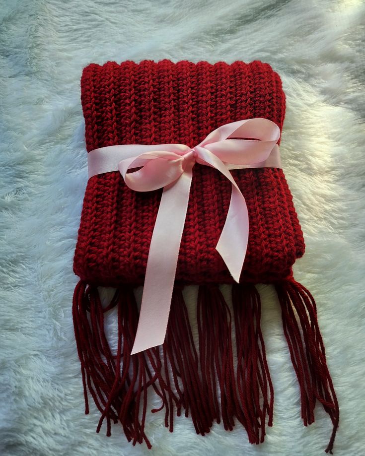Red handmade crochet scarf inspired by Mikasa Ackerman anime style by Verity