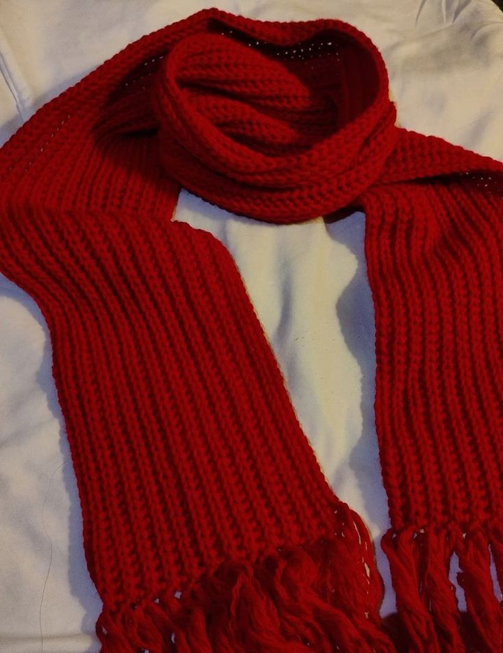 Red handmade crochet scarf inspired by Mikasa Ackerman anime style by Verity